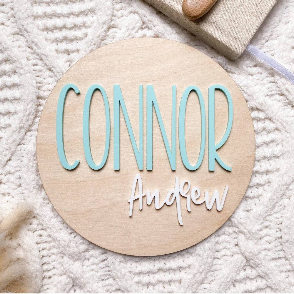 Interior Design Names - ป้ายประกาศการเกิดส่วนบุคคล - ป้ายชื่อเด็กไม้และอะคริลิค - ตกแต่งห้องเด็ก