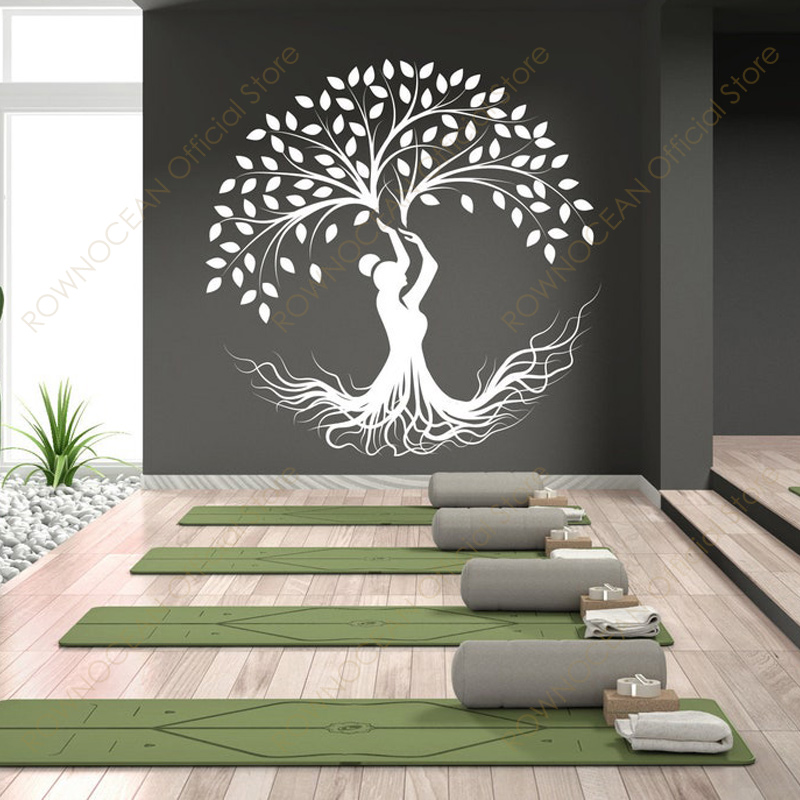 Interior Design Poster - การออกแบบสร้างสรรค์โยคะต้นไม้สติ๊กเกอร์ติดผนังไวนิล Home Decor ภายในโยคะสตูดิโอการทำสมาธิ Decals ภาพจิตรกรรมฝาผนังที่ถอดออกได้โปสเตอร์4904
