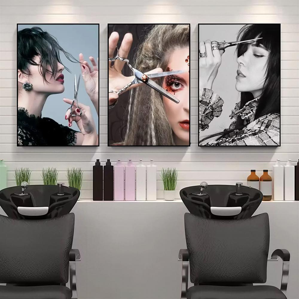 Interior Design Hd - โปสเตอร์ตกแต่งผนัง HD สำหรับร้านทำผมสมัยใหม่ ภาพวาดตกแต่งความงาม ภาพประกอบช่างทำผม ดีไซน์ตกแต่งภายในที่มีสไตล์