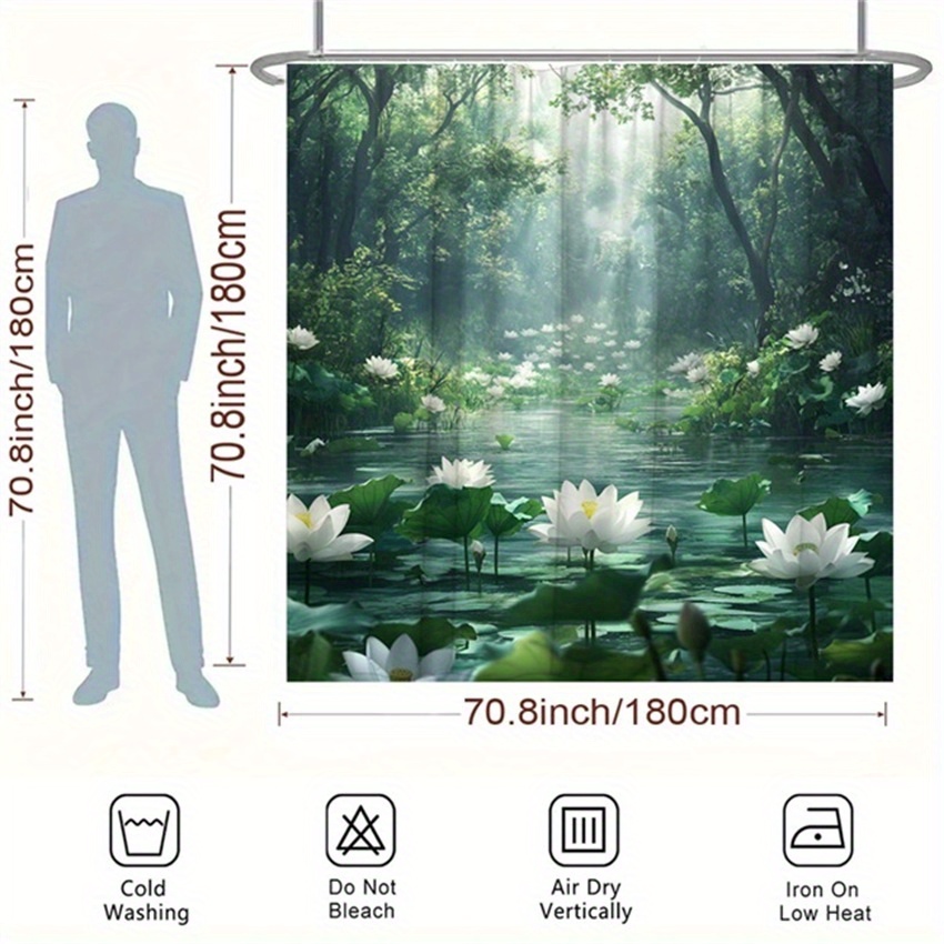 ม่านอาบน้ำลายดอกบัว โพลีเอสเตอ - Interior Design Zen Style บทวิจารณ์และราคา