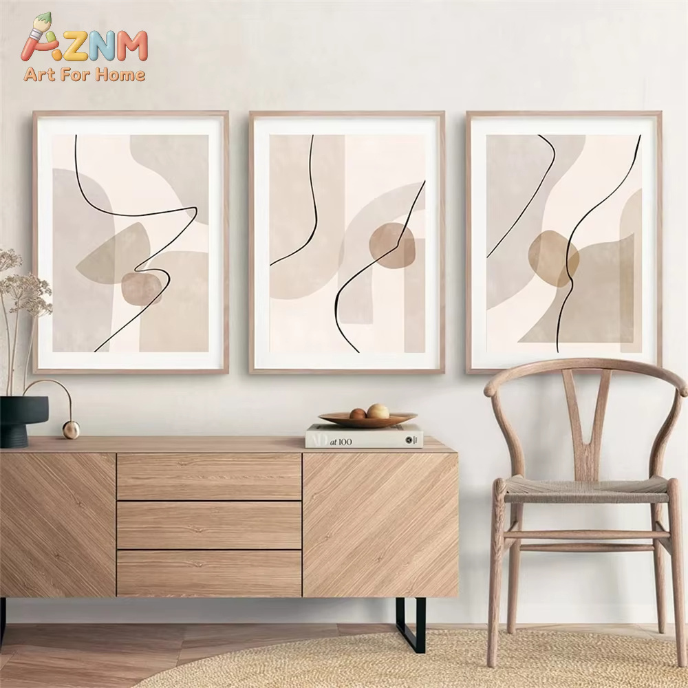 ภาพวาดลายเส้นเรขาคณิตสีเบจแบบน - Interior Design Poster บทวิจารณ์และราคา