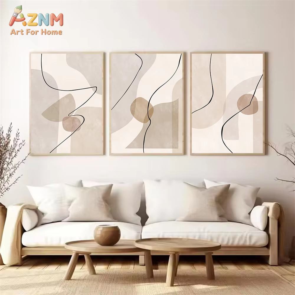 ภาพวาดลายเส้นเรขาคณิตสีเบจแบบน - Interior Design Poster บทวิจารณ์และราคา