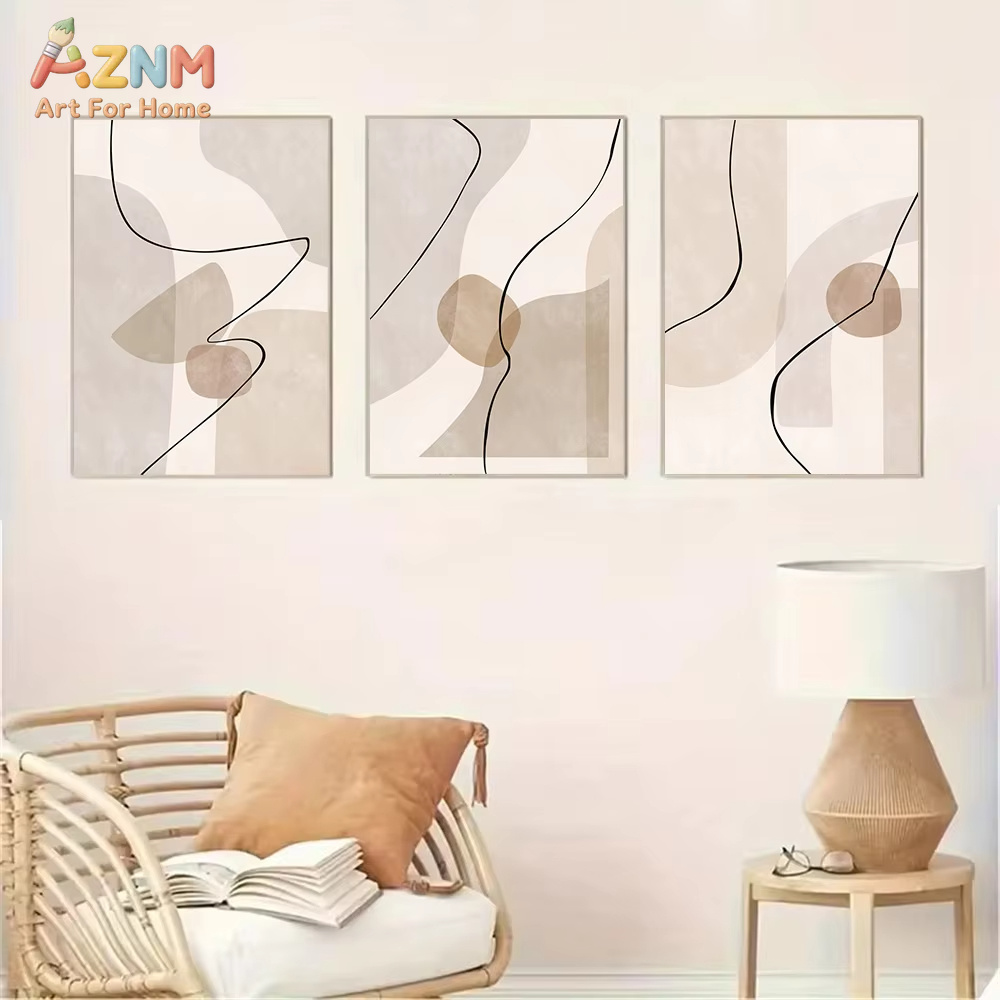 ภาพวาดลายเส้นเรขาคณิตสีเบจแบบน - Interior Design Poster บทวิจารณ์และราคา