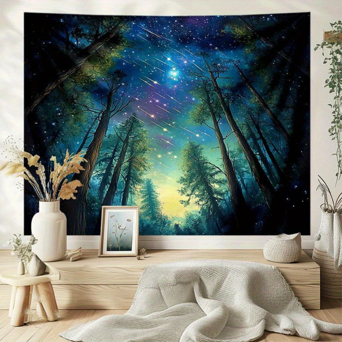 ผ้าแขวนผนังลายท้องฟ้าป่ากลางคื - Interior Design Hd บทวิจารณ์และราคา