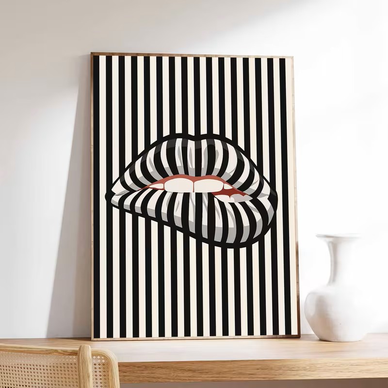 โปสเตอร์ผ้าใบลายทางเรียบง่ายแล - Interior Design Poster บทวิจารณ์และราคา